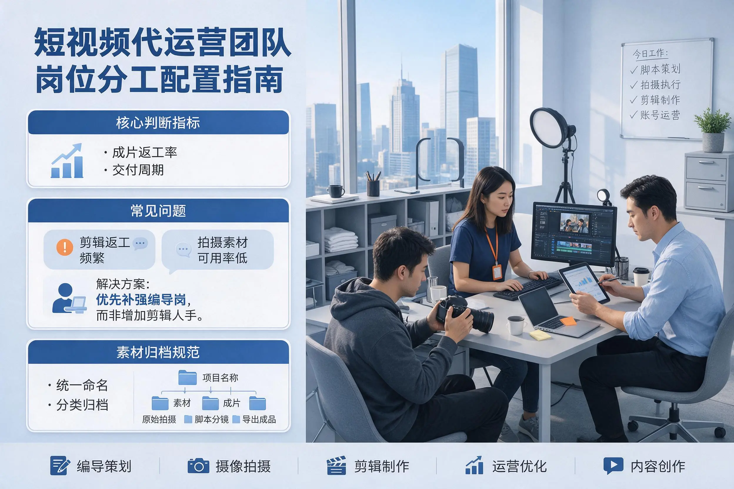 短视频代运营团队如何配置?万宁企业岗位分工科普说明