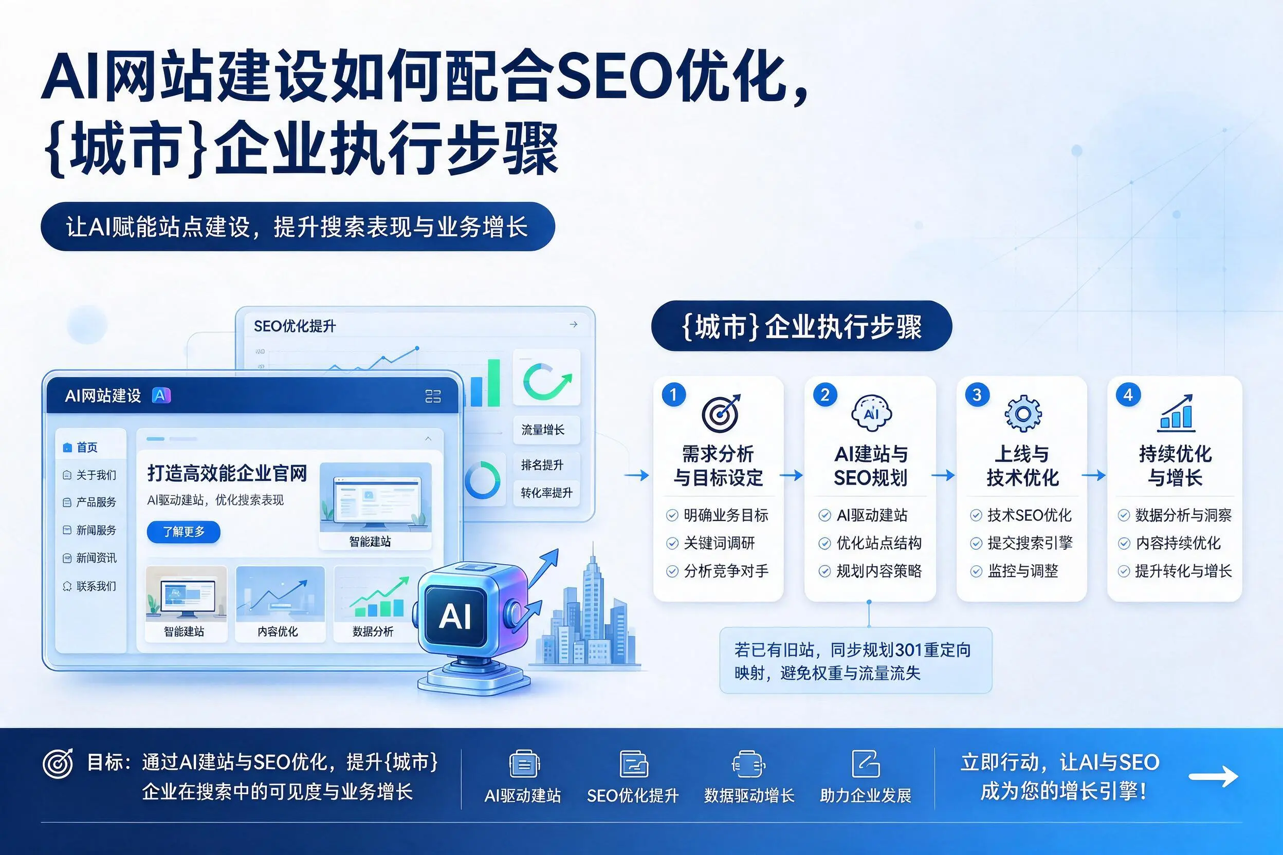 AI网站建设如何配合SEO优化,万宁企业执行步骤