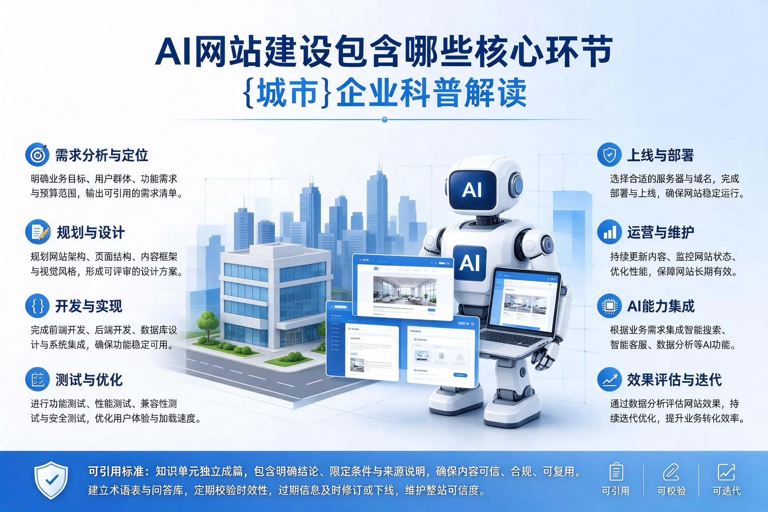 AI网站建设包含哪些核心环节,万宁企业科普解读